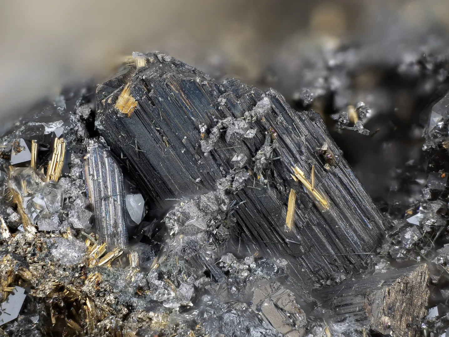 Das sehr seltene Kupfer-Nickel-Wismutsulfid Mückeit aus der Typlokalität. Bildbreite 3,9 mm, Sammlung Matthias Reinhardt